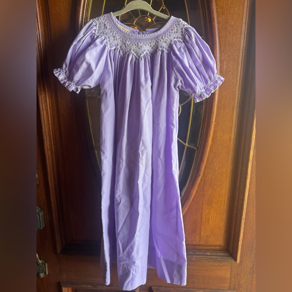 Purple Smocked Kids Dress